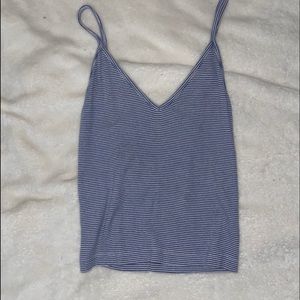 Striped V neck tank top